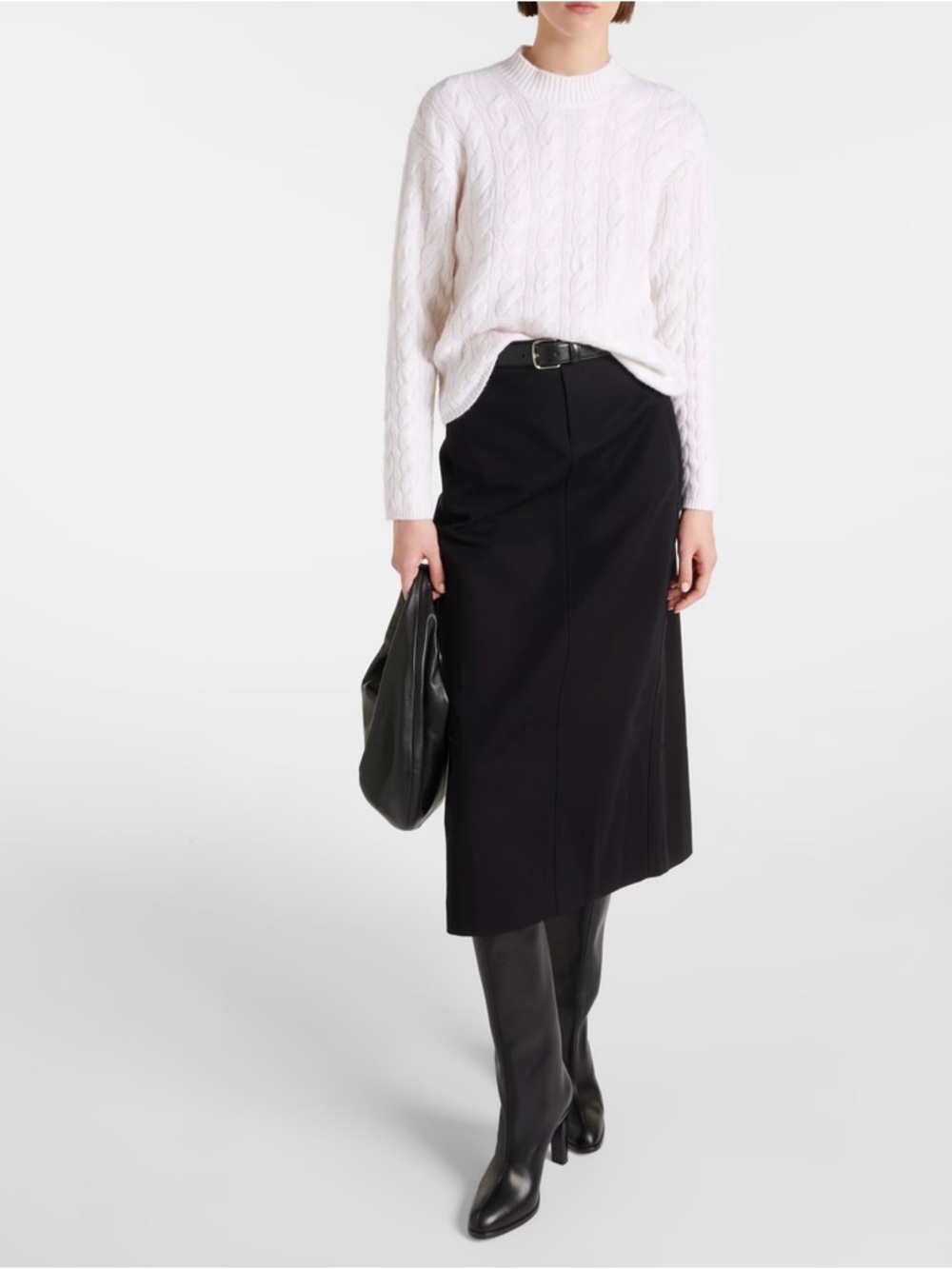 Vince Ivory Cable-Knit Wool-blend Crewneck Sweater